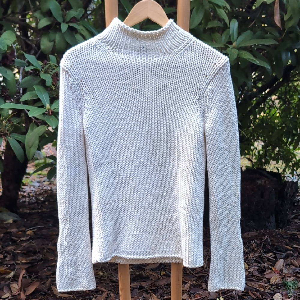 Gap Chunky Cotton Knit Bell Sleeve Mock Neck Sweater